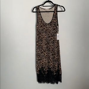 Velvet Animal Print Leopard Sleeveless Dress; SM